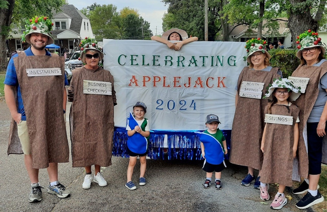 FNB's float, themed 'Grow with First Nebraska Bank...It all starts with a seed,' proudly took 3rd place at the 2024 AppleJack Festival!